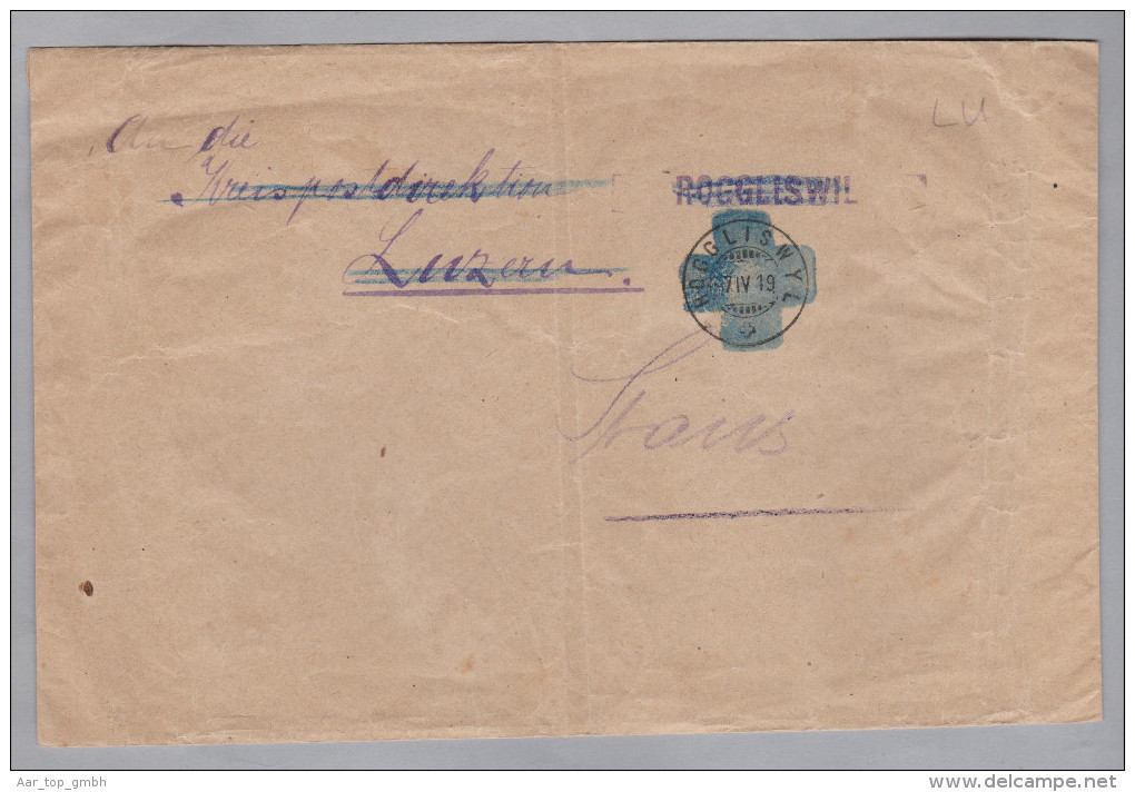Heimat LU ROGGLISWIL Langstempel 1919-04-17 Rogliswyl Auf Portofreiheits Brief Nach Stans - Franchise