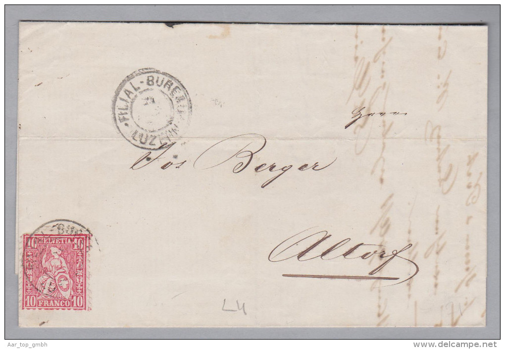 Heimat LUs Filial-Bureau-Luzern 1868-09-24 Falt Brief Nach Altdorf - Brieven En Documenten