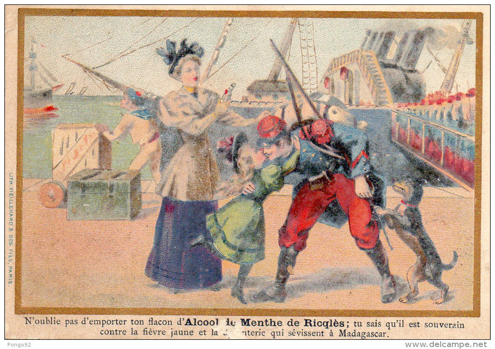 Image Publicitaire Alcool RICQLES, émotions Pour Le Départ Du Soldat    (choc19) - Alcools