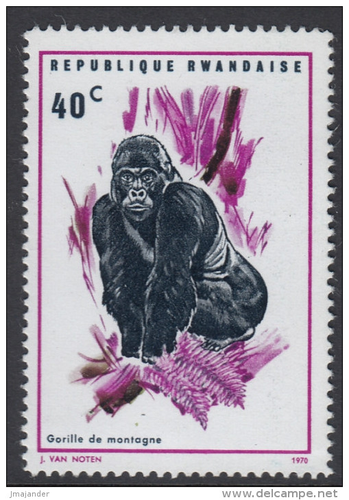 Rwanda 1970 Native Fauna: Mountain Gorilla. Mi 401 MNH - Gorilas