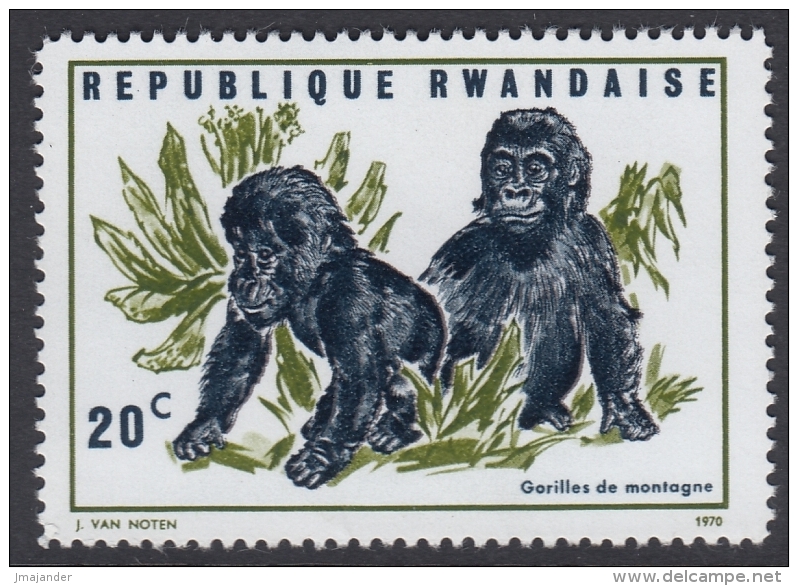 Rwanda 1970 Native Fauna: Mountain Gorilla. Mi 400 MNH - Gorilas