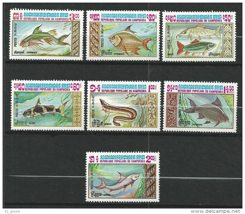 Kampuchéa YT 426 à 432 " Poissons " 1983 Neuf** - Kampuchea