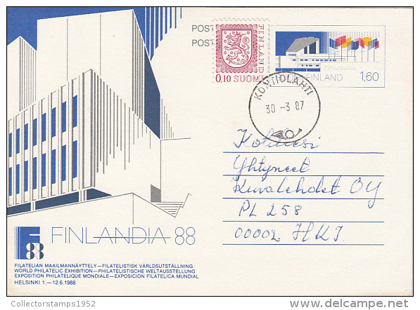 26020- WORLD PHILATELIC EXHIBITION, POSTCARD STATIONERY, 1987, FINLAND - Enteros Postales