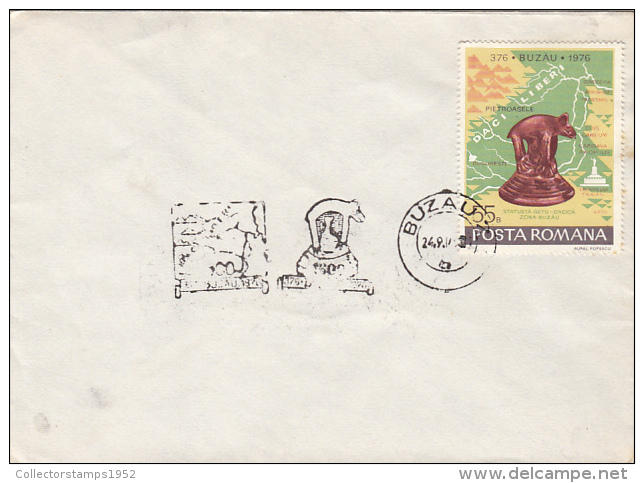 26067- ARCHAEOLOGY, DACIAN STATUE, STAMP AND SPECIAL POSTMARK ON COVER, 1976, ROMANIA - Arqueología