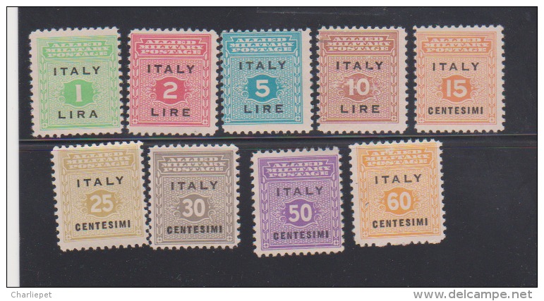 Italy 1943 Allied Military Stamps - Scott # 1N1 .. 1N9 Set Of 9 MNG - Numerals Catalogue $ 19.10 - Anglo-american Occ.: Sicily