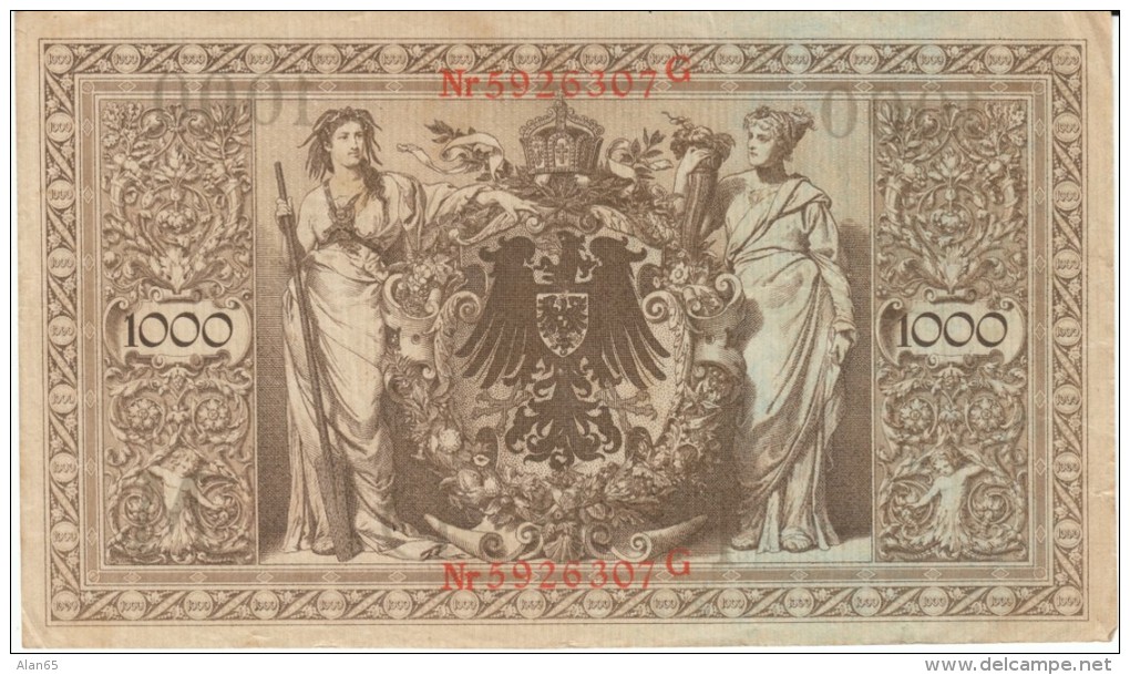 Germany #44b, 1000 Marks Banknote Money Currency, 21 April 1910 Date - 1000 Mark