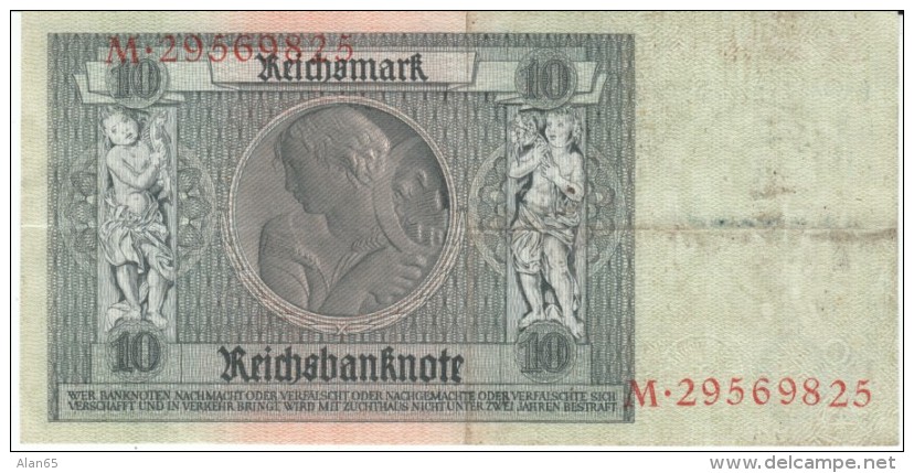 Germany #180a, 10 Marks Banknote Money Currency, 22 January 1929 Date - 10 Reichsmark