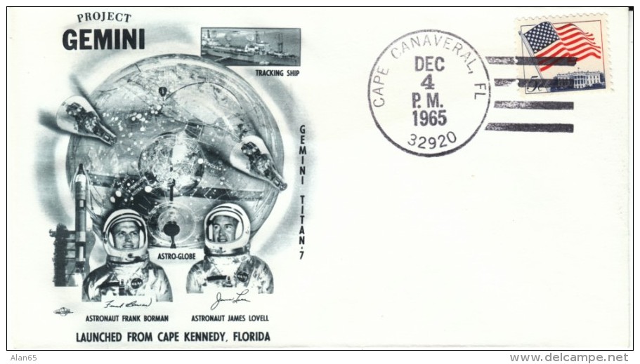 Project Gemini US 2-man Space Program, Cape Canaveral FL 4 December 1965 Cancel Cover - Noord-Amerika