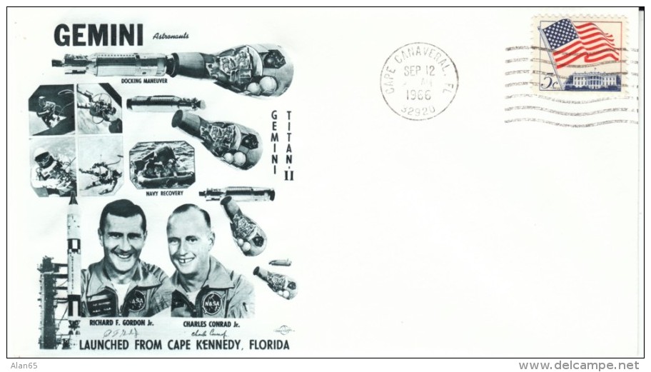 Project Gemini US 2-man Space Program, Gemini Titan-11, Cape Canaveral FL 12 September 1966 Cancel Cover - Amérique Du Nord