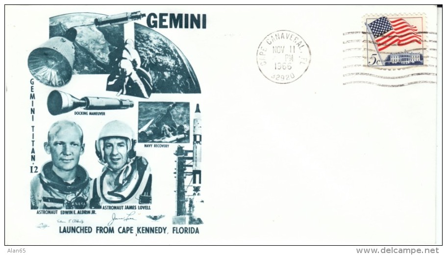 Project Gemini US 2-man Space Program, Gemini Titan-12, Cape Canaveral FL 11 November 1966 Cancel Cover - North  America