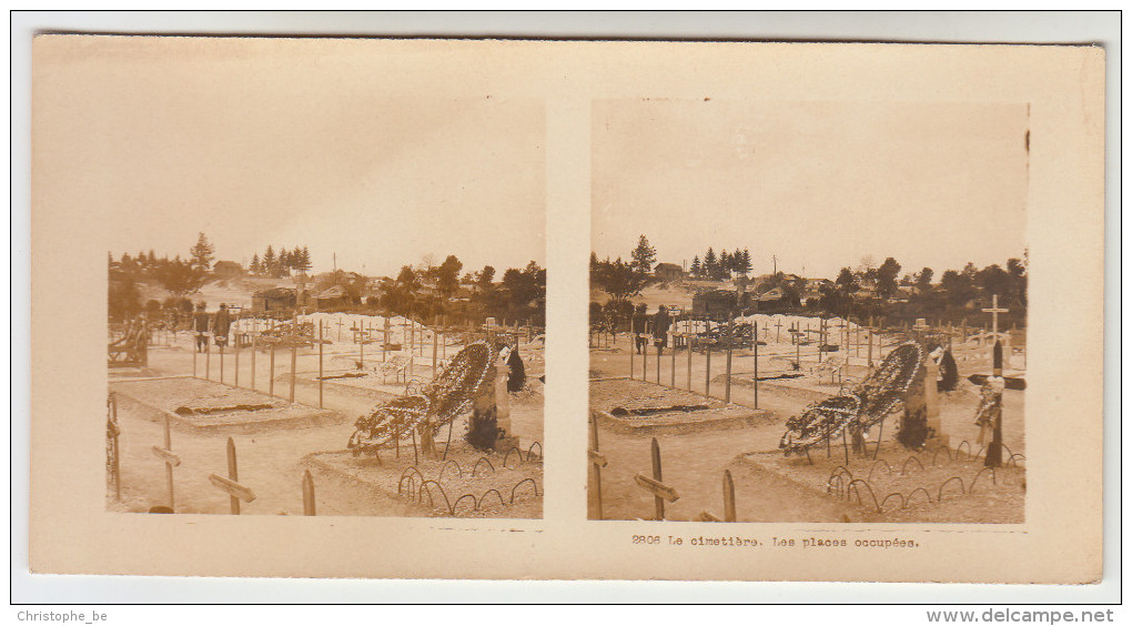 Stereoscope, Guerre 1914 -1918, Worldwar I, Le Cimetière Les Places Occupées (pk22341) - Stereo-Photographie