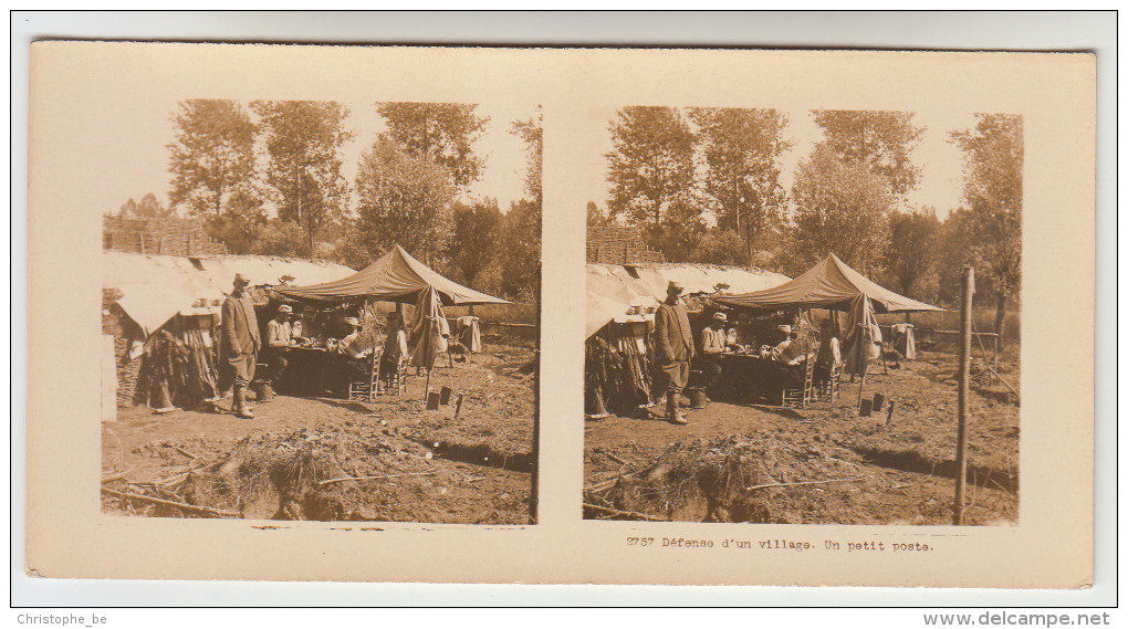 Stereoscope, Guerre 1914 -1918, Worldwar I, Defense D'un Village, Un Petit Poste (pk22343) - Photos Stéréoscopiques