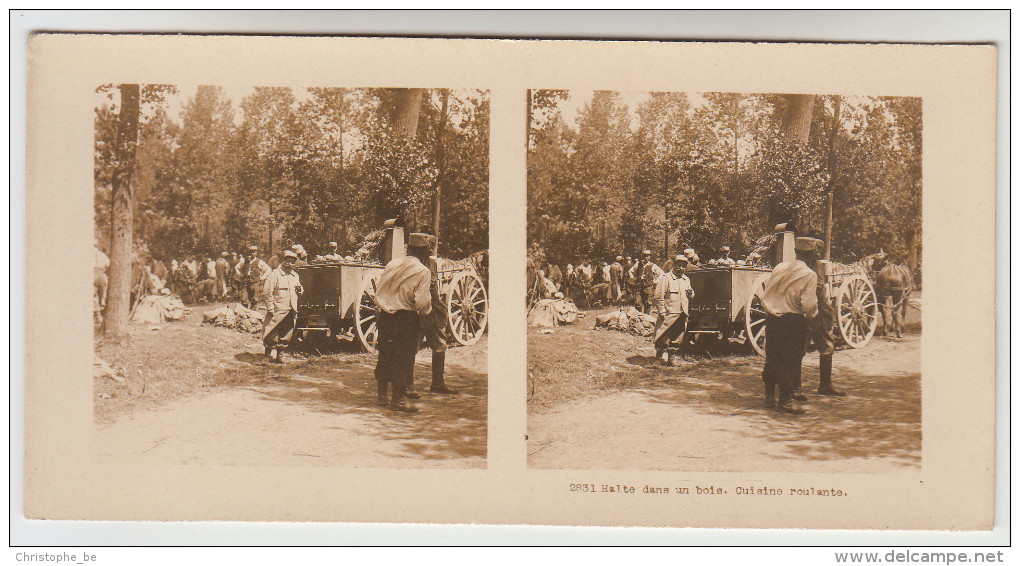 Stereoscope, Guerre 1914 -1918, Wordwar I, Halte Dans Un Bois Cuisine Roulante (pk22361) - Photos Stéréoscopiques