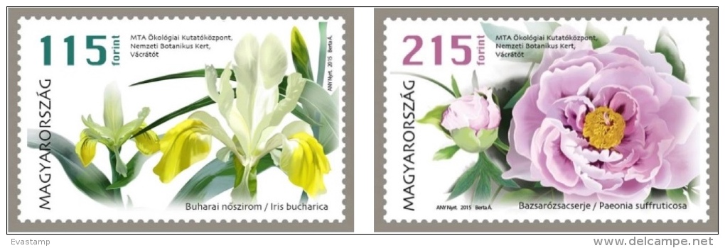 HUNGARY-2015. Flowers From National Botanical Garden At Vácrátót / Iris And Tree Peony  MNH!!! - Neufs