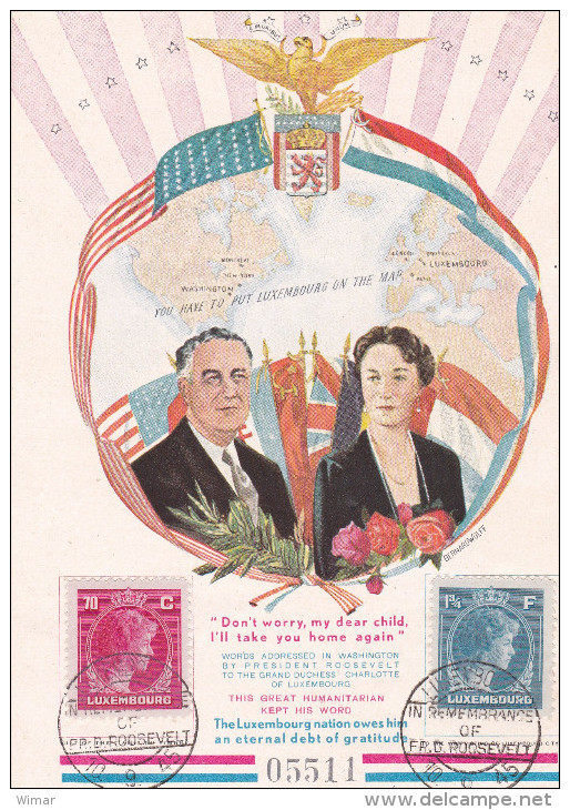 President Roosevelt USA Et Grand-Duchesse Charlotte Luxembourg - Souvenirkaarten