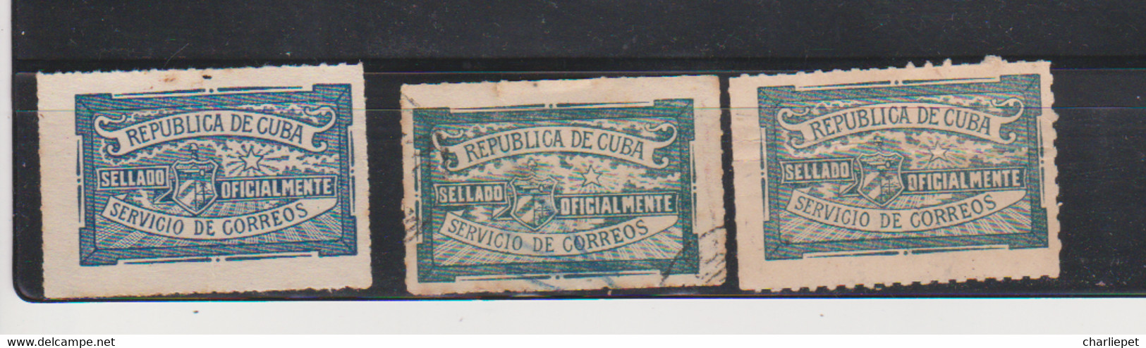 Cuba 3 Different Early  Official Seals In Blue - Frankeervignetten (Frama)