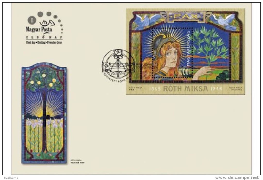 HUNGARY - 2015. FDC Souvenir Sheet - Miksa Róth,Hungarian Glass Stainer And Mosaic Artist  MNH!!! - Vetri & Vetrate