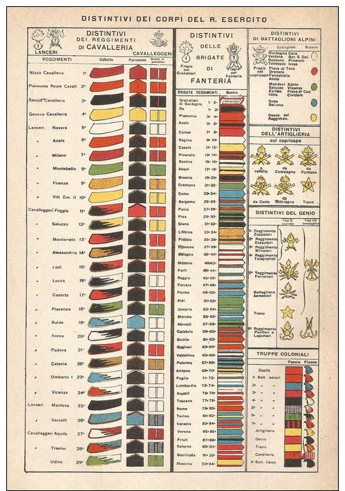 A2949 Distintivi Del R. Esercito - Stampa Antica Del 1910 - Cromolitografia - Prints & Engravings