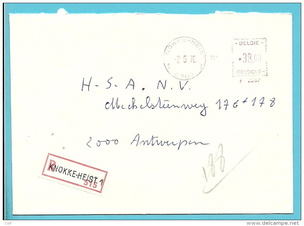 Roodfrankeering  "P 2287" Op Brief Aangetekend Met Stempel KNOKKE-HEIST - 1960-79