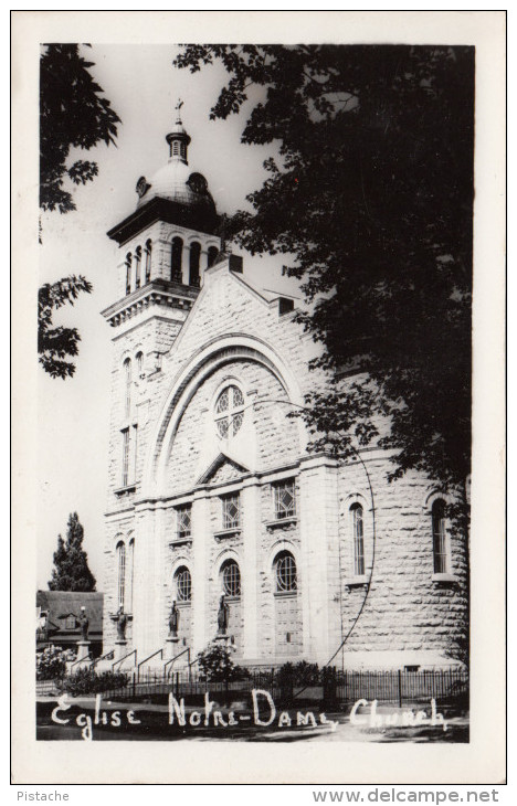 Real Photo - Unknown Location - Probably Province Of Québec Canada - Église Notre-Dame Church - 2 Scans - VG Condition - To Identify