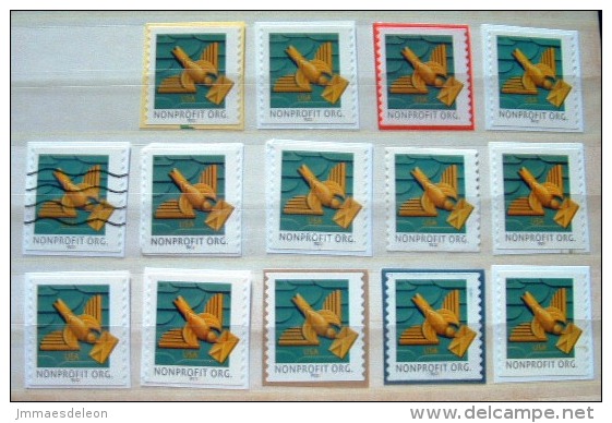 USA 2011 Nonprofit Stamps Dove Bird Nummer Plates On Most Of The Stamps - Used Stamps