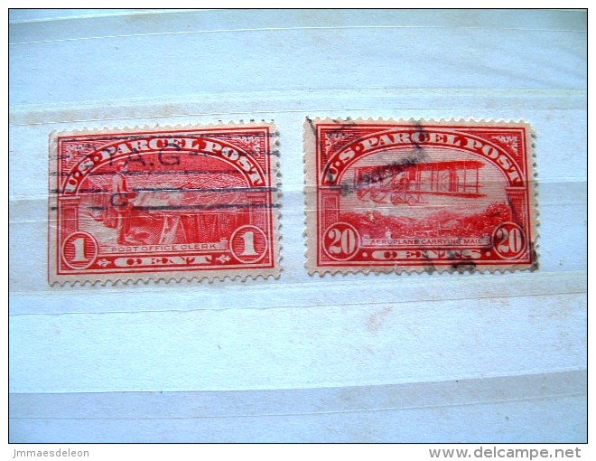 USA 1913 Parcel Post - Scott Q1, Q8 (damaged) = 31.75 $ - Plane - Parcel Post & Special Handling