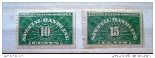 USA 1928 - Special Handling - Scott QE-1 (hinged) - QE-2 (MINT NHM) = 5.25 $ - Parcel Post & Special Handling