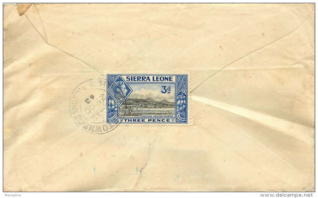 1943  Censored Letter To UK  SG  192 - Sierra Leona (...-1960)