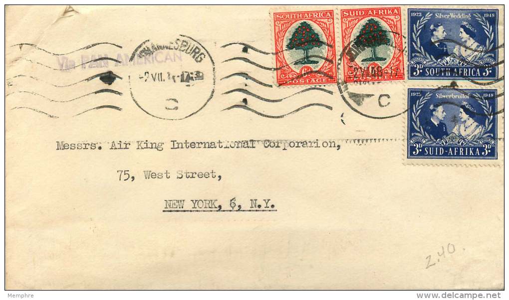 1948  Air Mail Letter To USA =  Bilingual Pairs  SG 119 And 125 - Covers & Documents