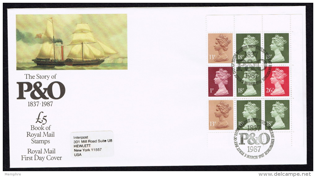 1987  The Story Of P&amp;O  Machin Booklet  FDC - 1981-1990 Decimal Issues
