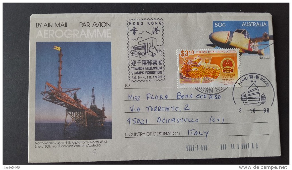 Hong Kong 1999 Airmail Posted To Italy - Covers & Documents