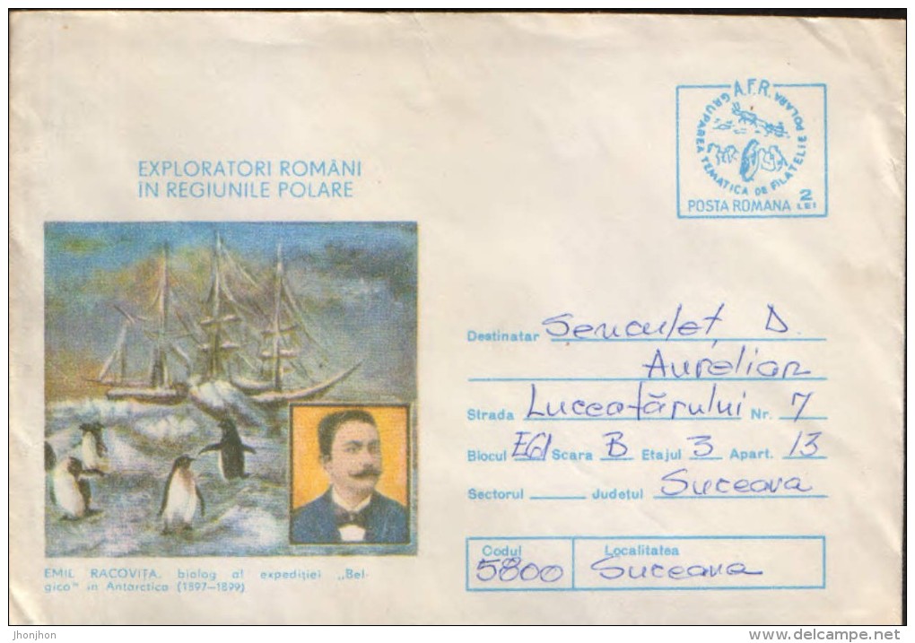 Romania - Postal Stationery Covers 1984 Used - Romanian Explorers In Polar Region - Emil Racovita,biologist - Polar Explorers & Famous People