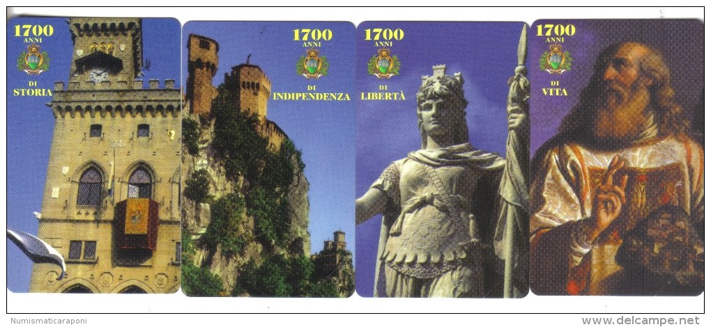 SAN MARINO 1700 Anni Di Storia  2000+3000+5000+10000 Lire Nuove Cod.schede.039 - San Marino