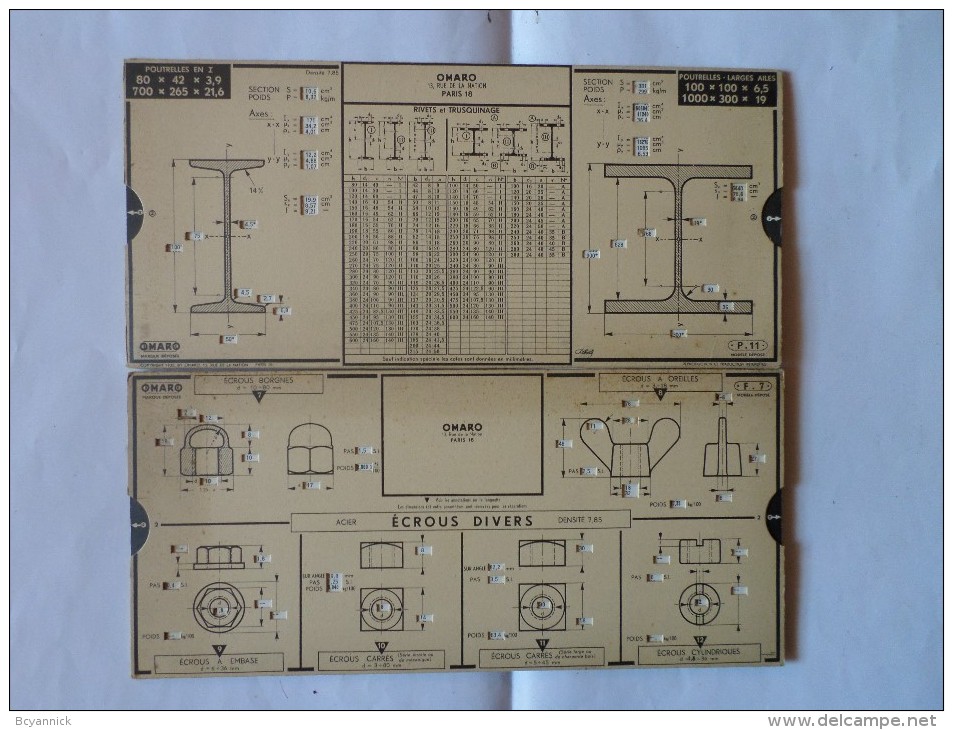 LOT DE 13 PLANCHES DE CALCUL DE LA MARQUE OMORO VOIR PHOTOS - Travaux Publics