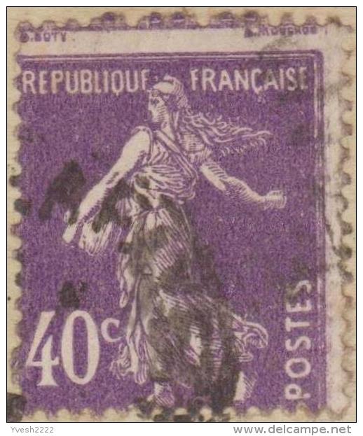 France 1928. Y&T 236  Semeuse 40 C Violet. Piquage à Cheval Sur Carte "une Semeuse Chinoise" - Storia Postale