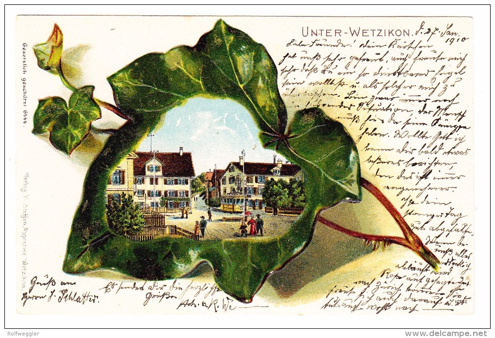 AK ZH Unter-Wetzikon Ges. 27.1.1910 Kempten Litho Steffen - Wetzikon