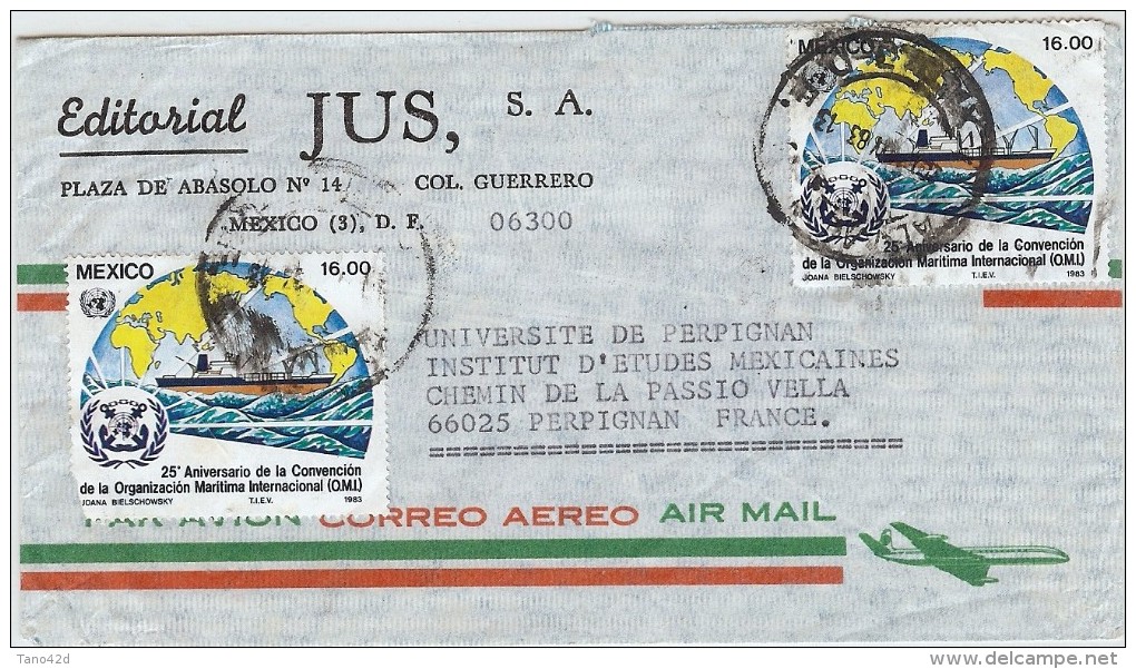 LBEL - MEXIQUE LETTRE AVION MEXICO / PERPIGNAN  1983 - Mexique