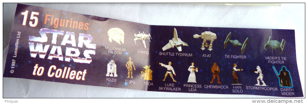 RARE NOTICE TOMBOLA STAR WARS  1997 Pas KINDER - Istruzioni