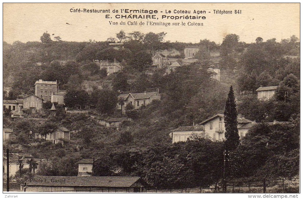 Café-Restaurant De L'hermitage-Le Coteau D'Agen-Tel 841-E Charaire Propriétaire-Vue Du Café De L'Hermitage Sur Le Coteau - Hotels & Restaurants