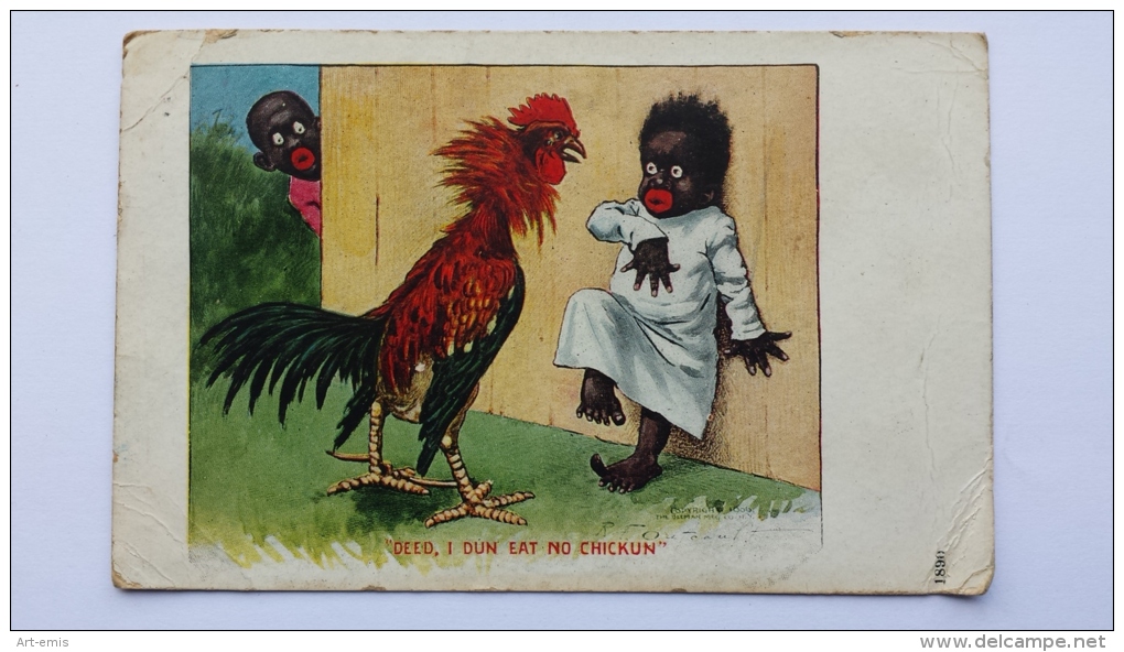 Caricatures Africaine DEED I DUN EAT NO CHICKUN Afrique CPA Animee Postcard - Non Classés