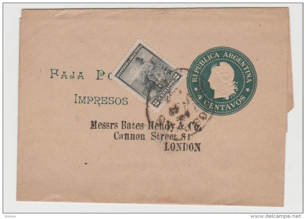 ARG183/  ARGENTINIEN - Streifband (wrapper) Mit Zusatzmarke Ca. 1900 - Briefe U. Dokumente