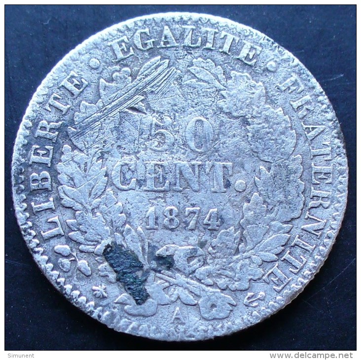 50 CENTIMES CERES 1874 A RARE TRES DIFFICILE A TROUVER - Otros & Sin Clasificación