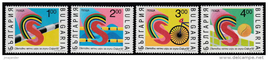 Bulgaria 1993 World Games For The Deaf: Athletics, Swimming, Cycling, Tennis. Mi 4062-4065 MNH - Handisport