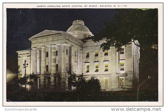 North Carolina State Capitol At Night Raleigh North Carolina1958 - Raleigh