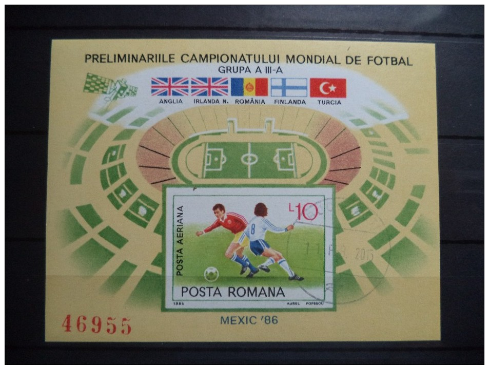 1985 Romania - Soccer , Footbal , Sport - Imperforated Souvenir Sheet - Used MNH - 1986 – México