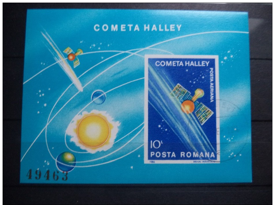 1986 Romania - COMETA HALLEY , Space , Cosmos - Imperforated Souvenir Sheet - Used - MNH - Otros & Sin Clasificación