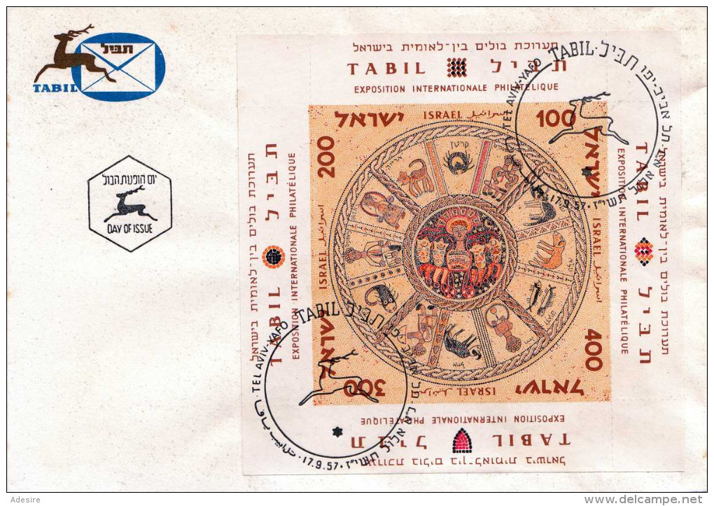 ISRAEL 1957 - Blockfrankierung Auf Brief "Day Of Issue" Stempel Tabil - Briefe U. Dokumente