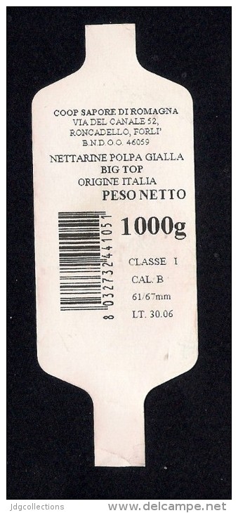 # PESCHE NETTARINE NATURITALIA Italy Tag Balise Etiqueta Anhänger Cartellino Fruits Raisins Trauben Peaches Peches - Fruits & Vegetables