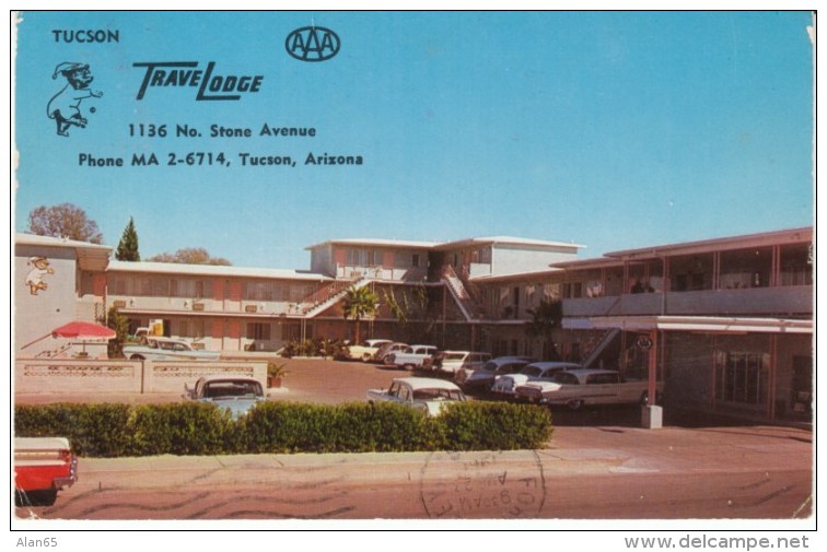 Tucson Arizona, TraveLodge Motel Lodging, Autos, C1950s/60s Vintage Postcard - Tucson