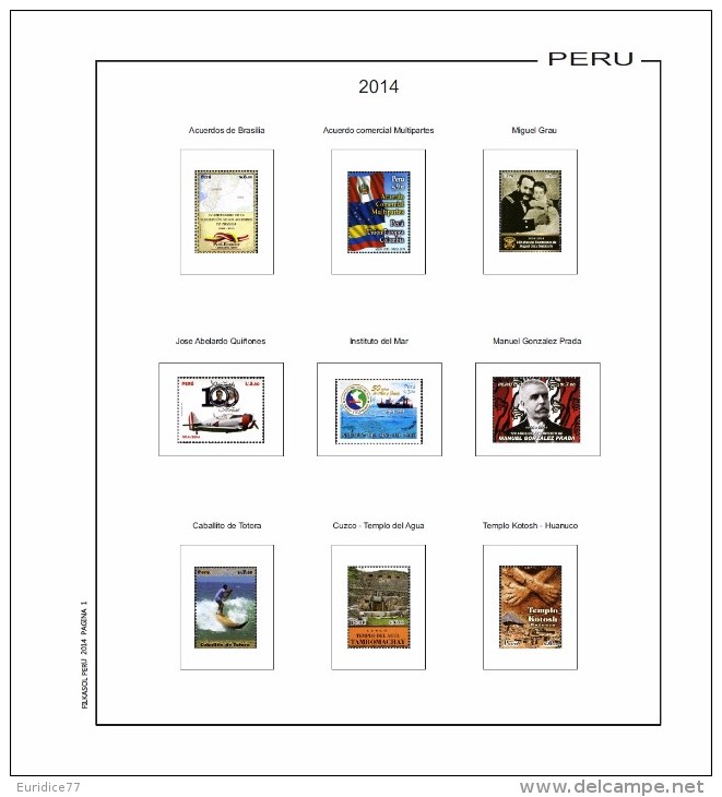 Suplemento Filkasol PERU 2014 -  Ilustrado Color - Sin Montar - Afgedrukte Pagina's